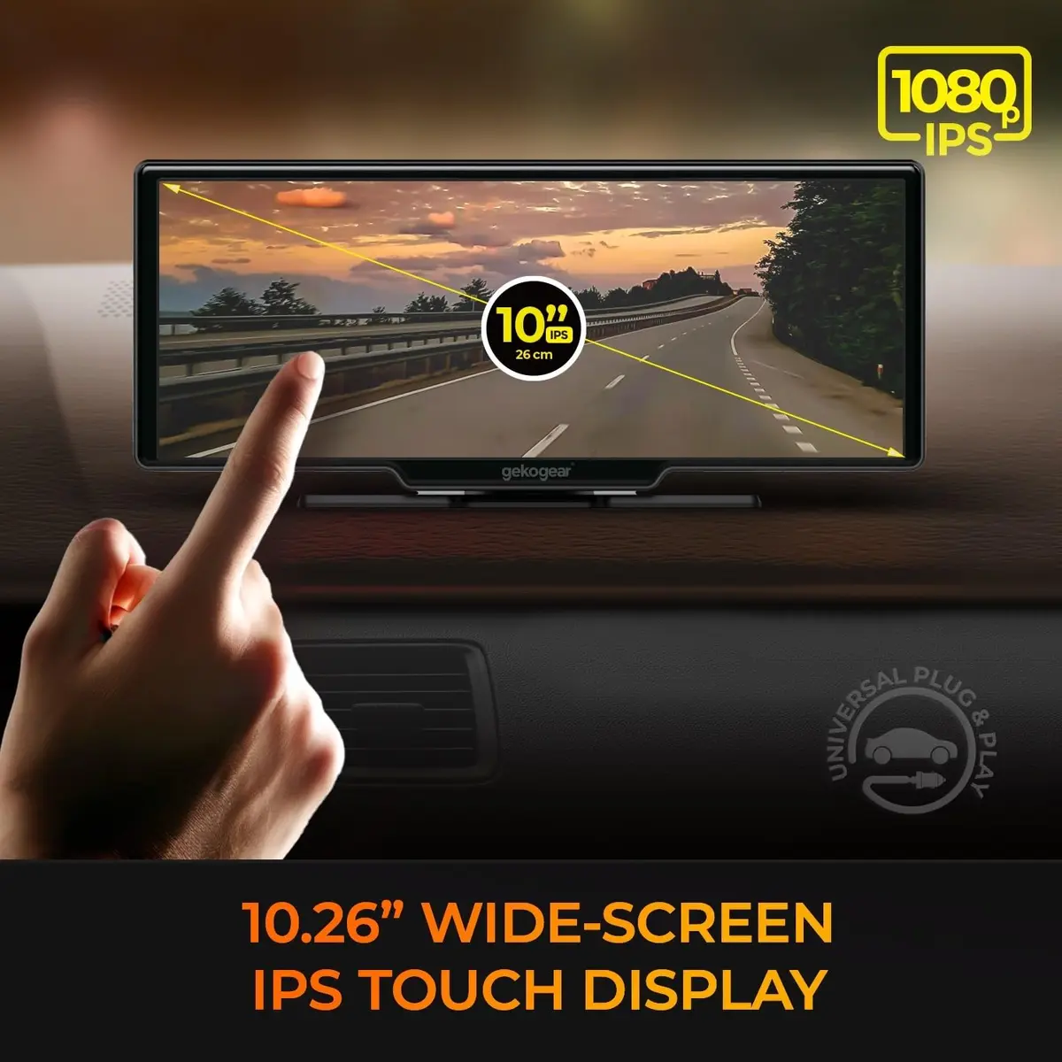 myGEKOgear Orbit C120 10.26" Infotainment Display with Dash Cam and Backup Cam | Wireless Apple CarPlay & Android Auto, 1080p Dashcams - view 6