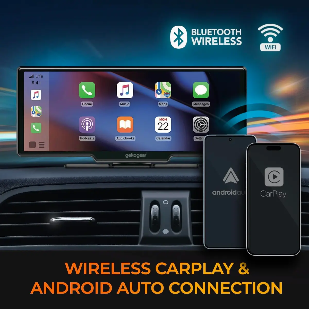 myGEKOgear Orbit C120 10.26" Infotainment Display with Dash Cam and Backup Cam | Wireless Apple CarPlay & Android Auto, 1080p Dashcams - view 4