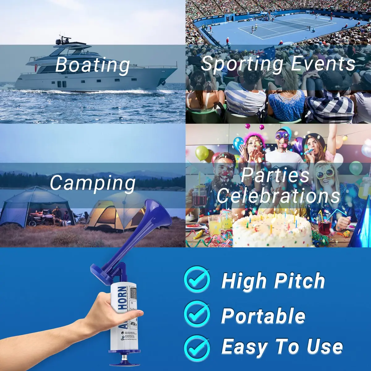Qidoe Handheld Air Horn 130dB | Loud Marine & Sporting Noisemaker for Outdoors & Safety - view 6