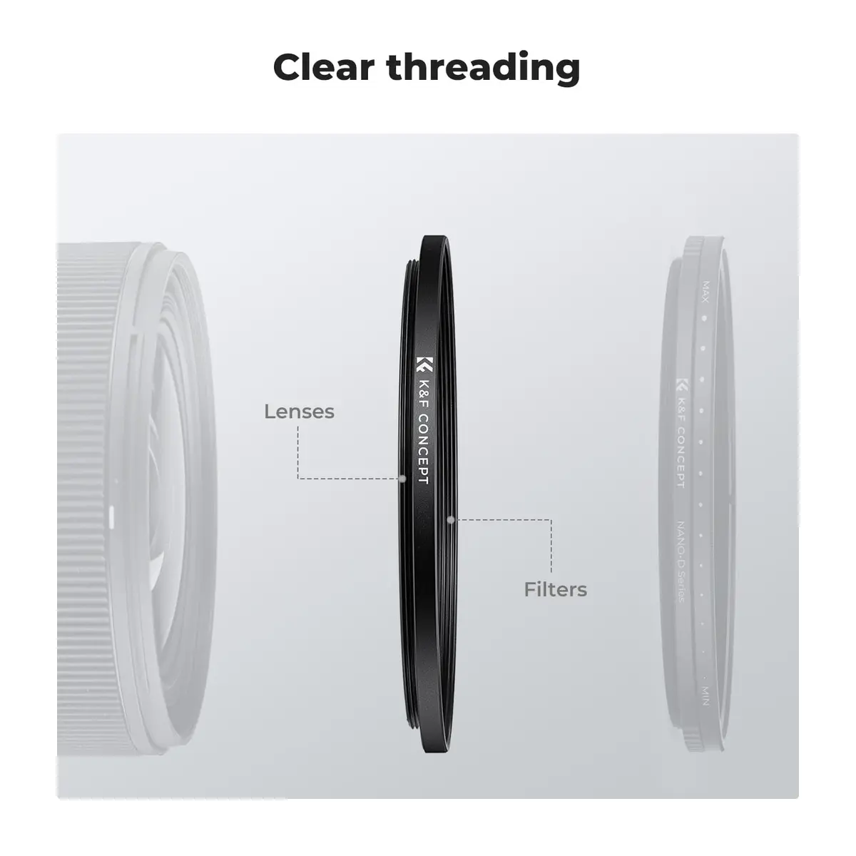 K&F CONCEPT 55-82mm Step-Up Ring Adapter | Durable Aluminium Alloy, Converts 55mm to 82mm - view 4