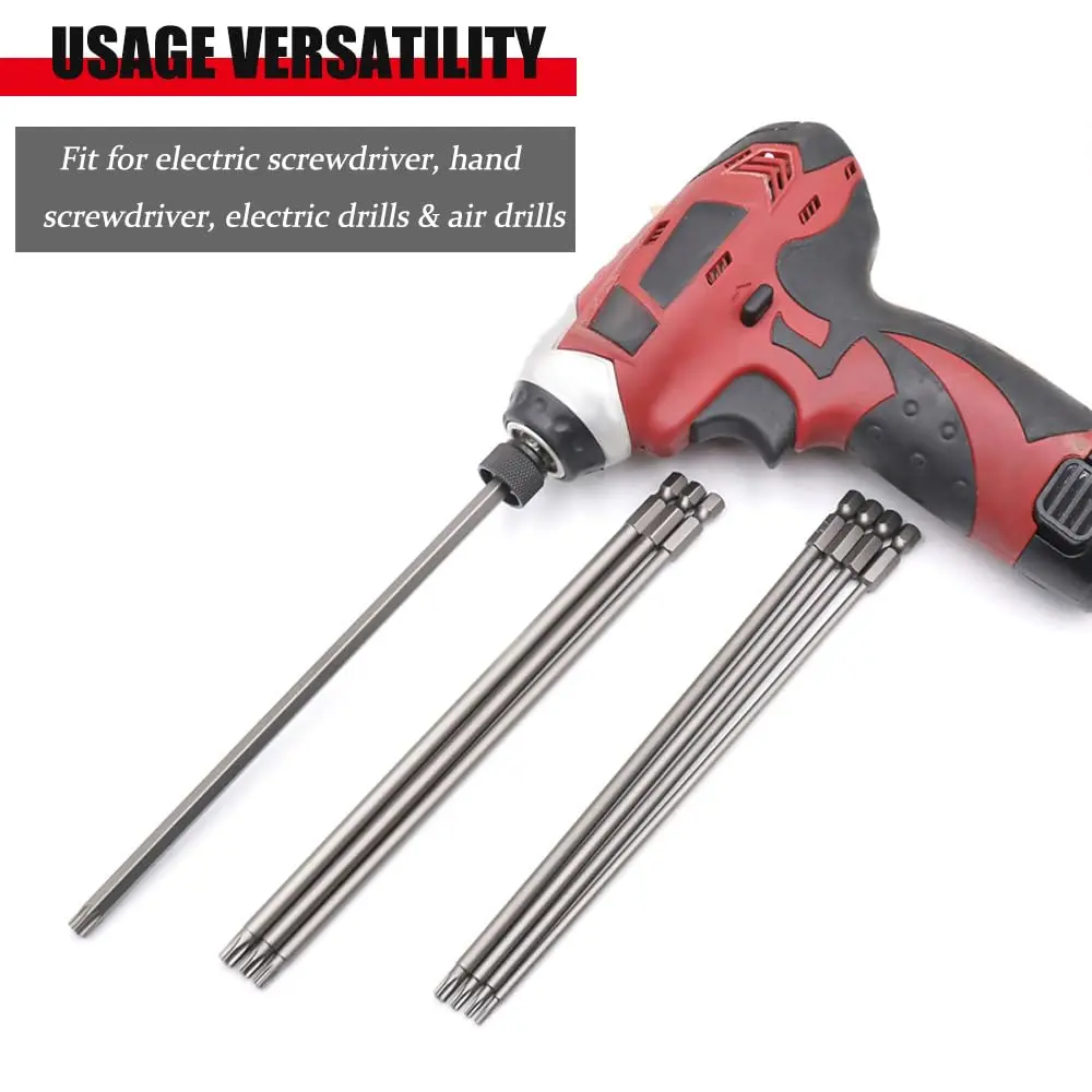 Saipe 11pcs 200mm Extra Long Torx Magnetic Screwdriver Bit Set (T6-T40) | High Hardness Alloy Steel, Magnetic Tip, Extra Long for Tight Spaces - view 7