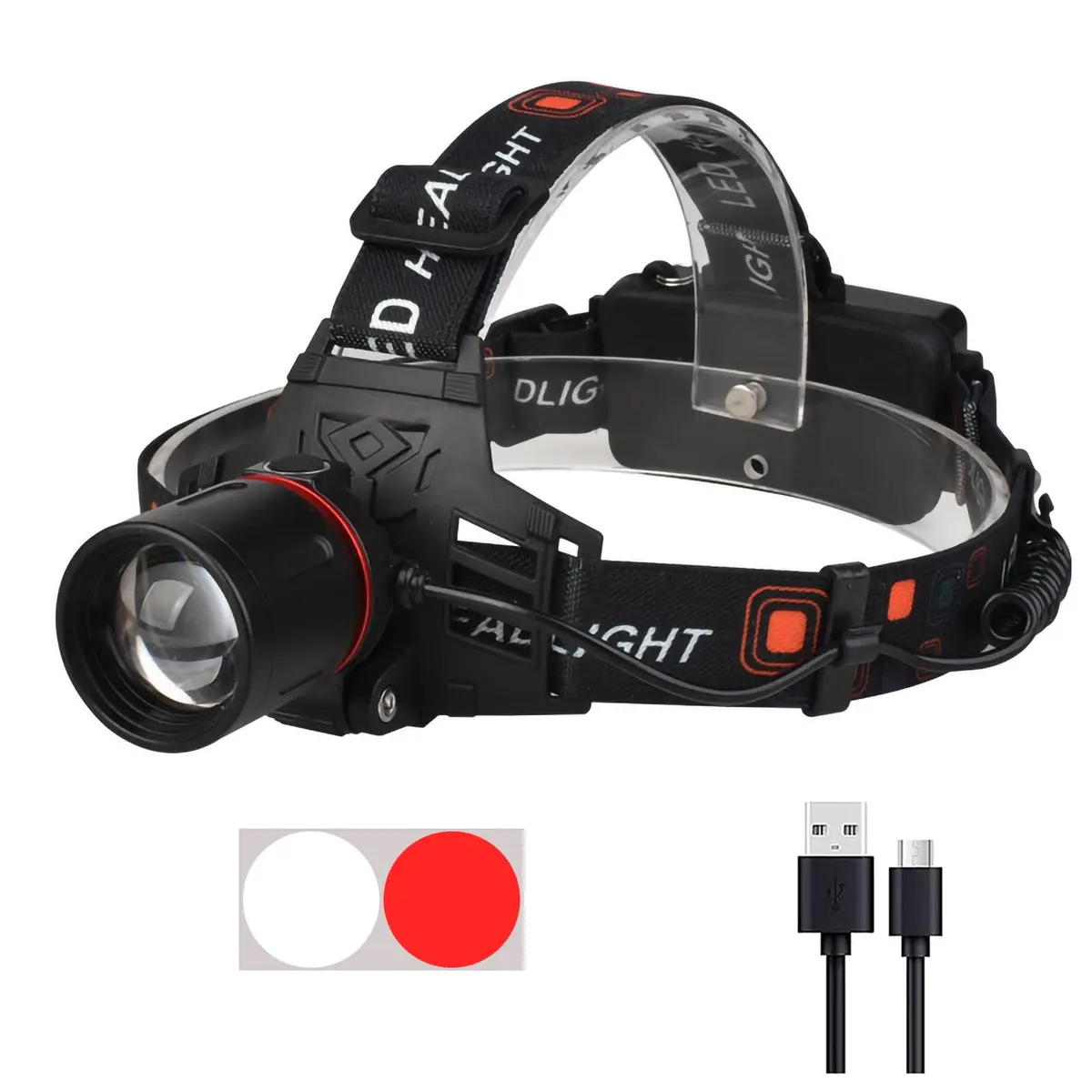 WINDFIRE Rechargeable Headlamp White Red LED Headlamp 5000 Lumens | Waterproof, 90° Adjustable, USB Rechargeable - main product image