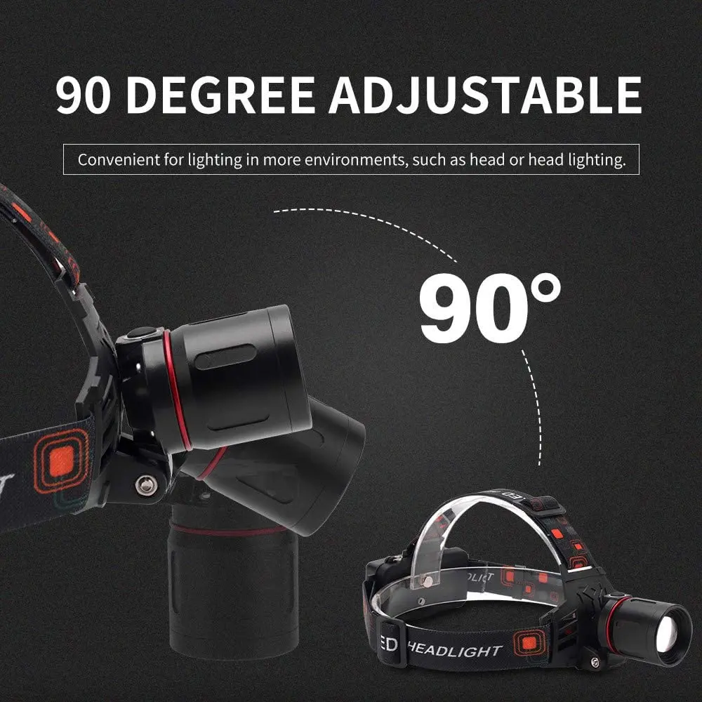 WINDFIRE Rechargeable Headlamp White Red LED Headlamp 5000 Lumens | Waterproof, 90° Adjustable, USB Rechargeable - view 5