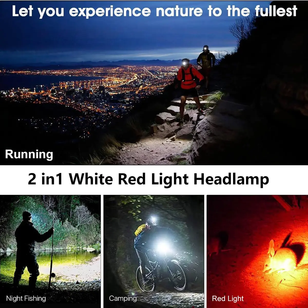 WINDFIRE Rechargeable Headlamp White Red LED Headlamp 5000 Lumens | Waterproof, 90° Adjustable, USB Rechargeable - view 6