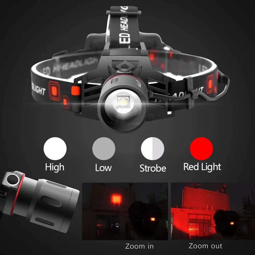 WINDFIRE Rechargeable Headlamp White Red LED Headlamp 5000 Lumens | Waterproof, 90° Adjustable, USB Rechargeable - view 2