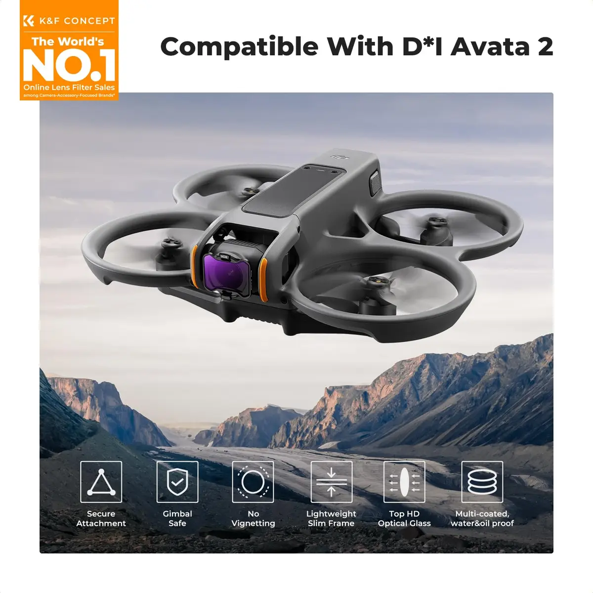 K&F CONCEPT 4Pack ND Filter Kit for DJI Avata 2 | Multi-Coated Optical Glass, Gimbal Safe (70-120 chars) - view 2