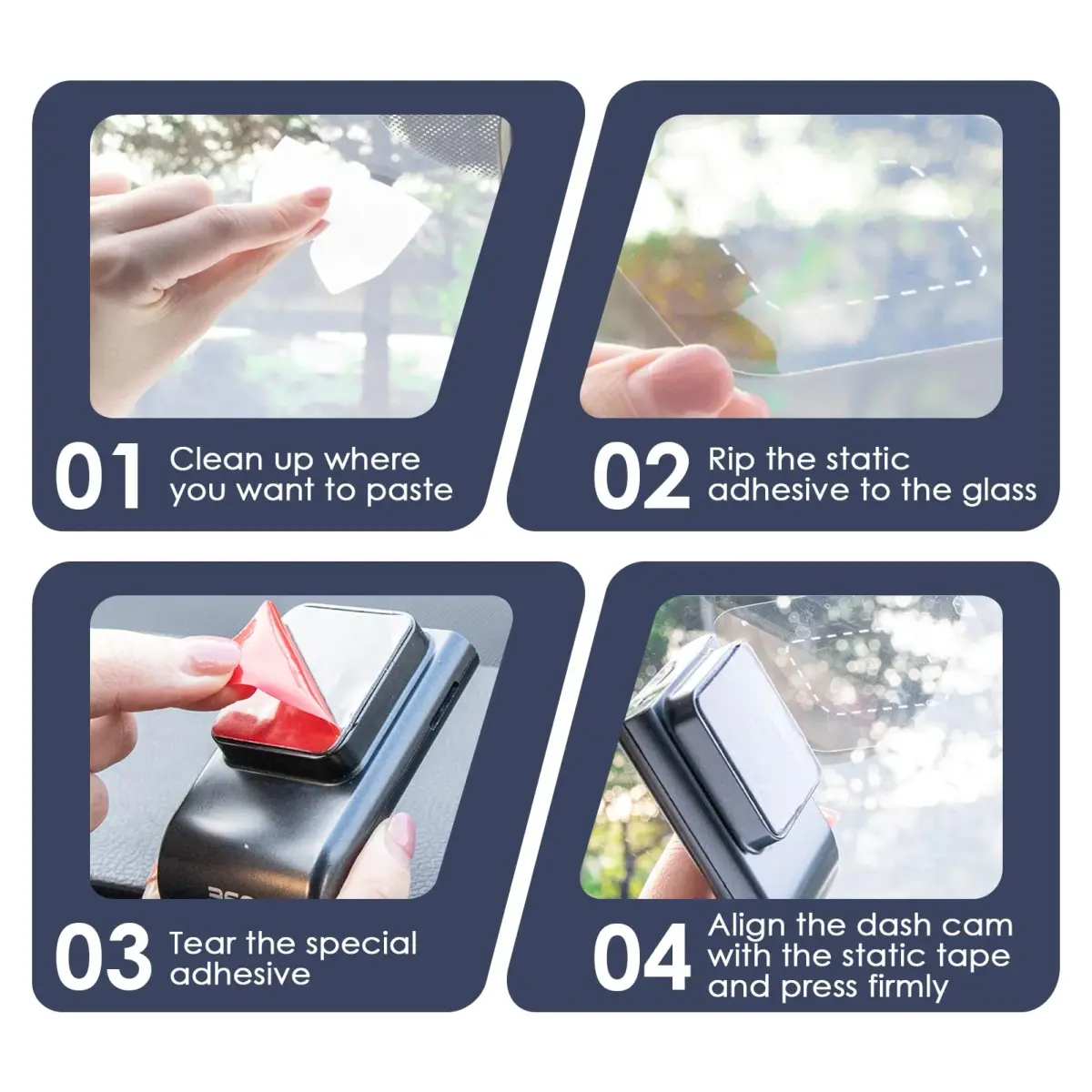 GUGUMO Dash Cam Windshield Sticker Kit 8-Pack | Static Cling Applicator for Secure Mounting & Scratch-Free Windshields - view 4