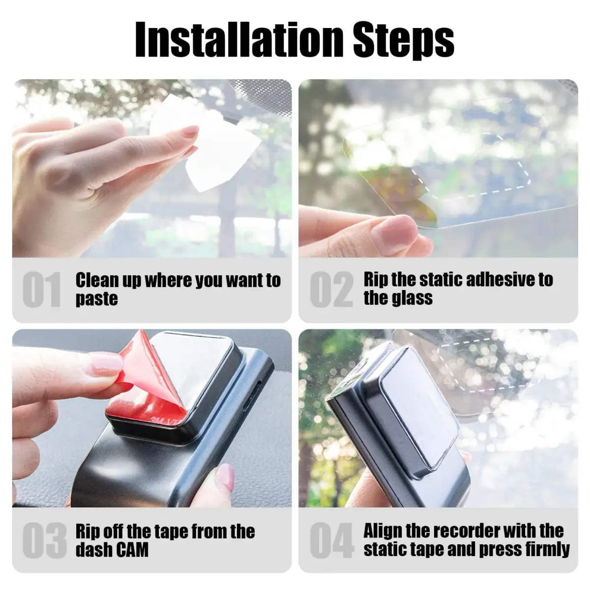 GUGUMO Transparent Dash Cam Windshield Sticker Kit | 10-Pack, Modern Style - view 5