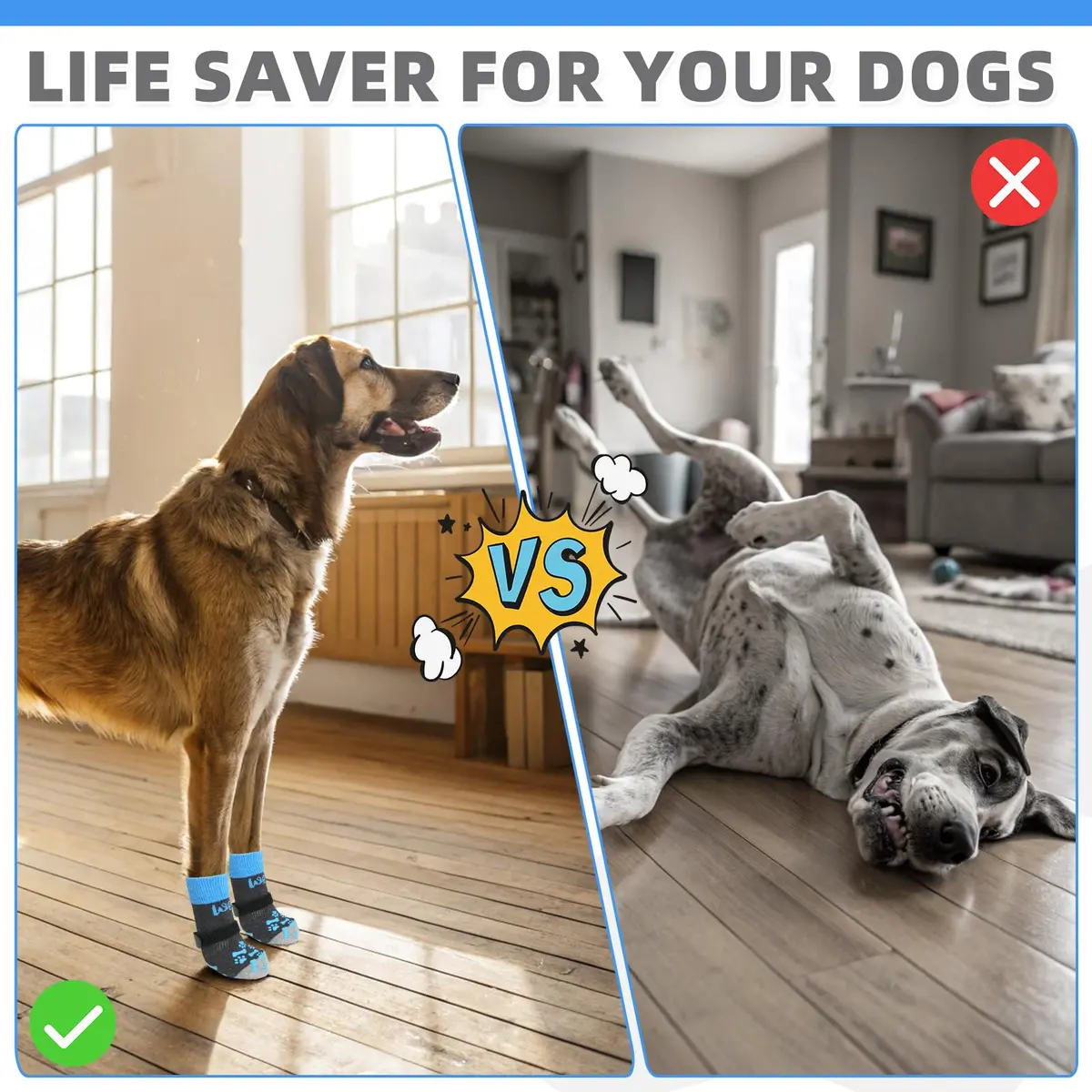 KOOLTAIL Dog Socks Shoes for Hot Pavement XL | Anti Slip Paw Protector for Senior Dogs - view 4