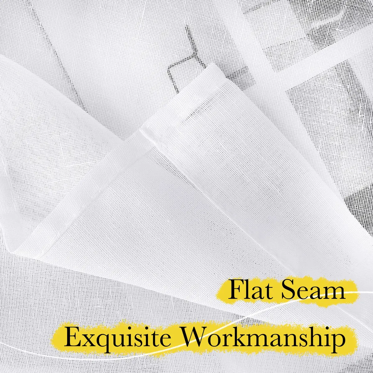 NICETOWN White Linen Sheer Curtains 63 inch Length | Light Filtering Window Drapes for Living Room - view 6