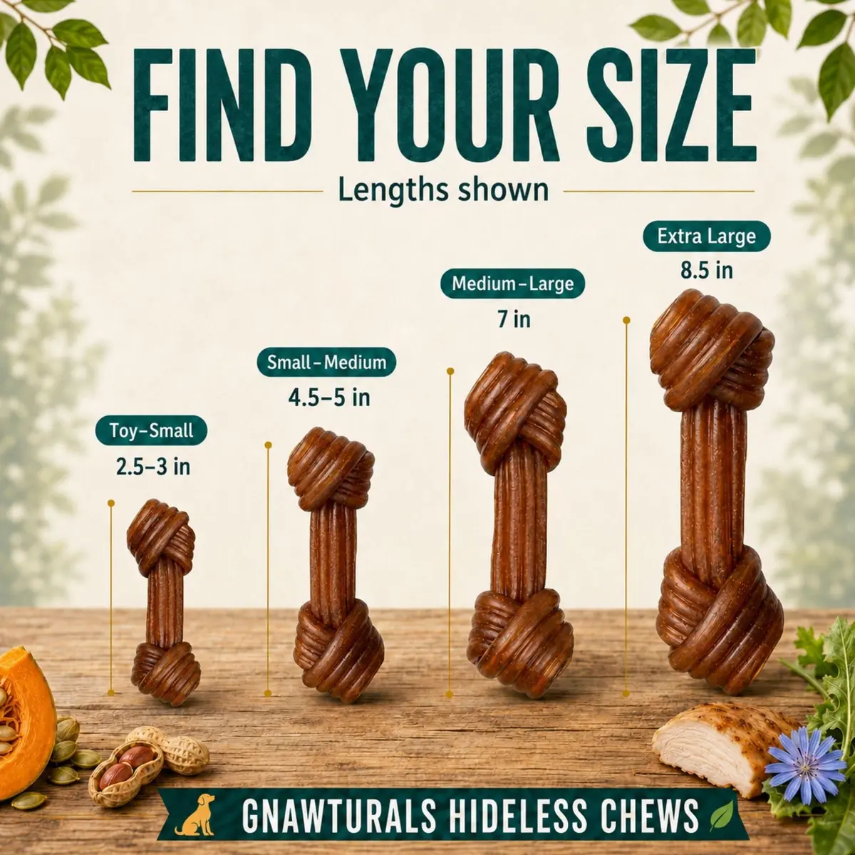 Gnawturals Rawhide Free Dog Chews | Ribbed Bones | for Large - Extra Large Dogs | Pumpkin, Psyllium Husk & Chicory Root (2 Bones, Chicken) - view 5