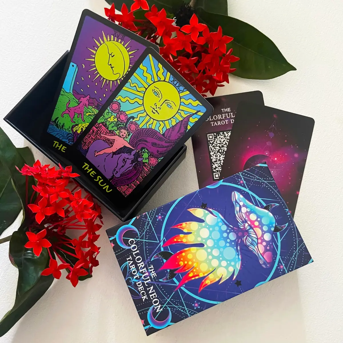Jrskvaro Colorful Neon Tarot Cards Deck with Guidebook for Beginners | 78 Classic Cards & Meanings - view 7