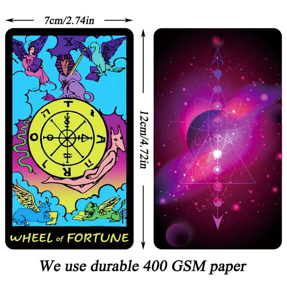 Jrskvaro Colorful Neon Tarot Cards Deck with Guidebook for Beginners | 78 Classic Cards & Meanings - view 2