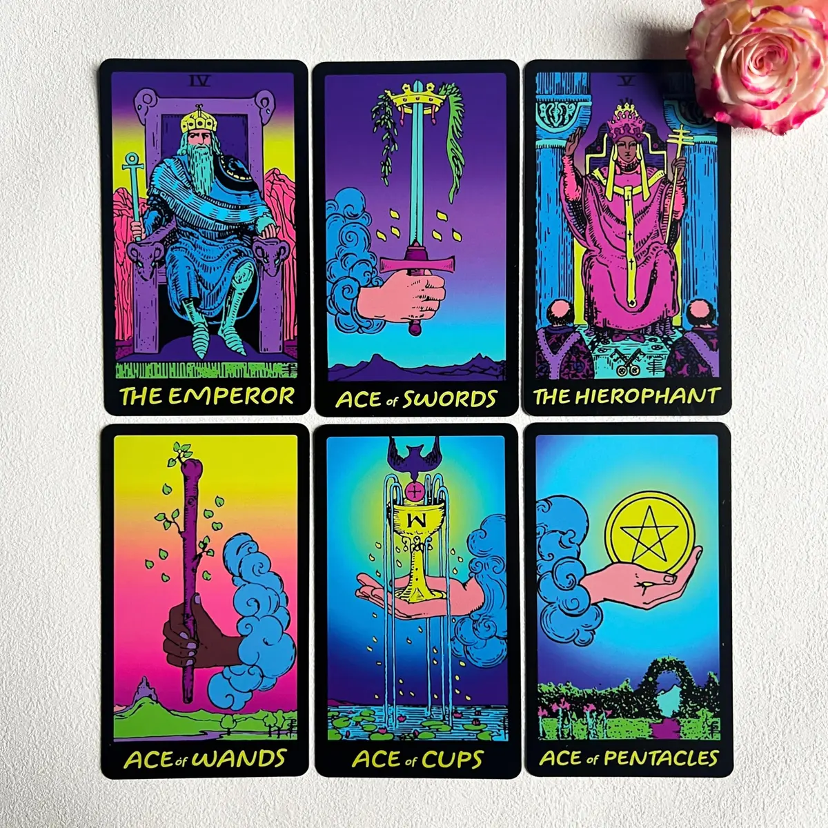 Jrskvaro Colorful Neon Tarot Cards Deck with Guidebook for Beginners | 78 Classic Cards & Meanings - view 4