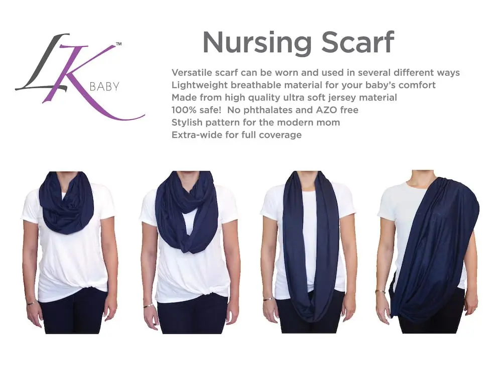 LK Baby 2pk Infinity Nursing Scarf Shawl | Soft Breathable Jersey for Breastfeeding Privacy - view 3