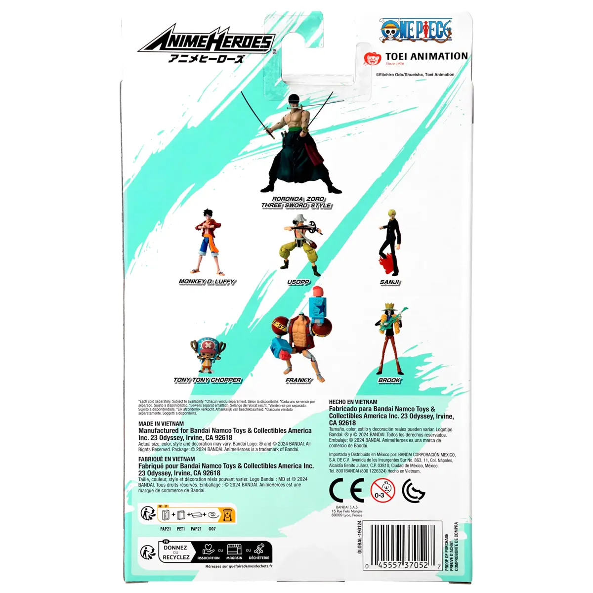 ANIME HEROES One Piece Roronoa Zoro Three Sword Style Action Figure | 6.5 inch scale, Plastic, Glossy finish, for ages 4+ - view 6