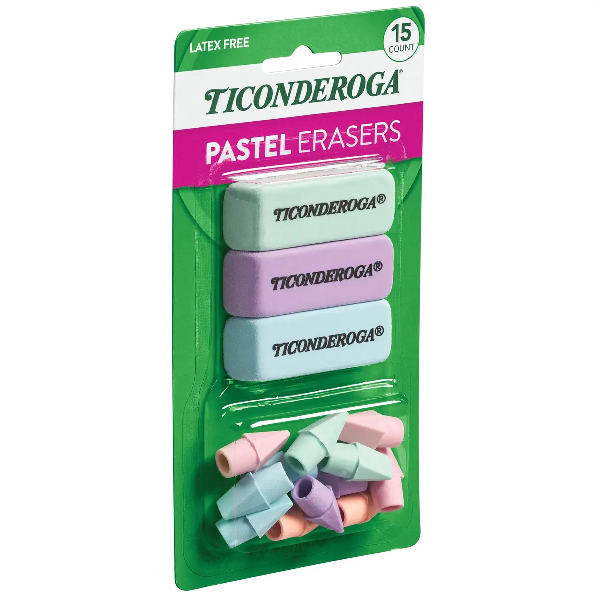 Ticonderoga Pastel Erasers 15 Count | Non-Tearing Latex-Free Office & School Supplies - view 5