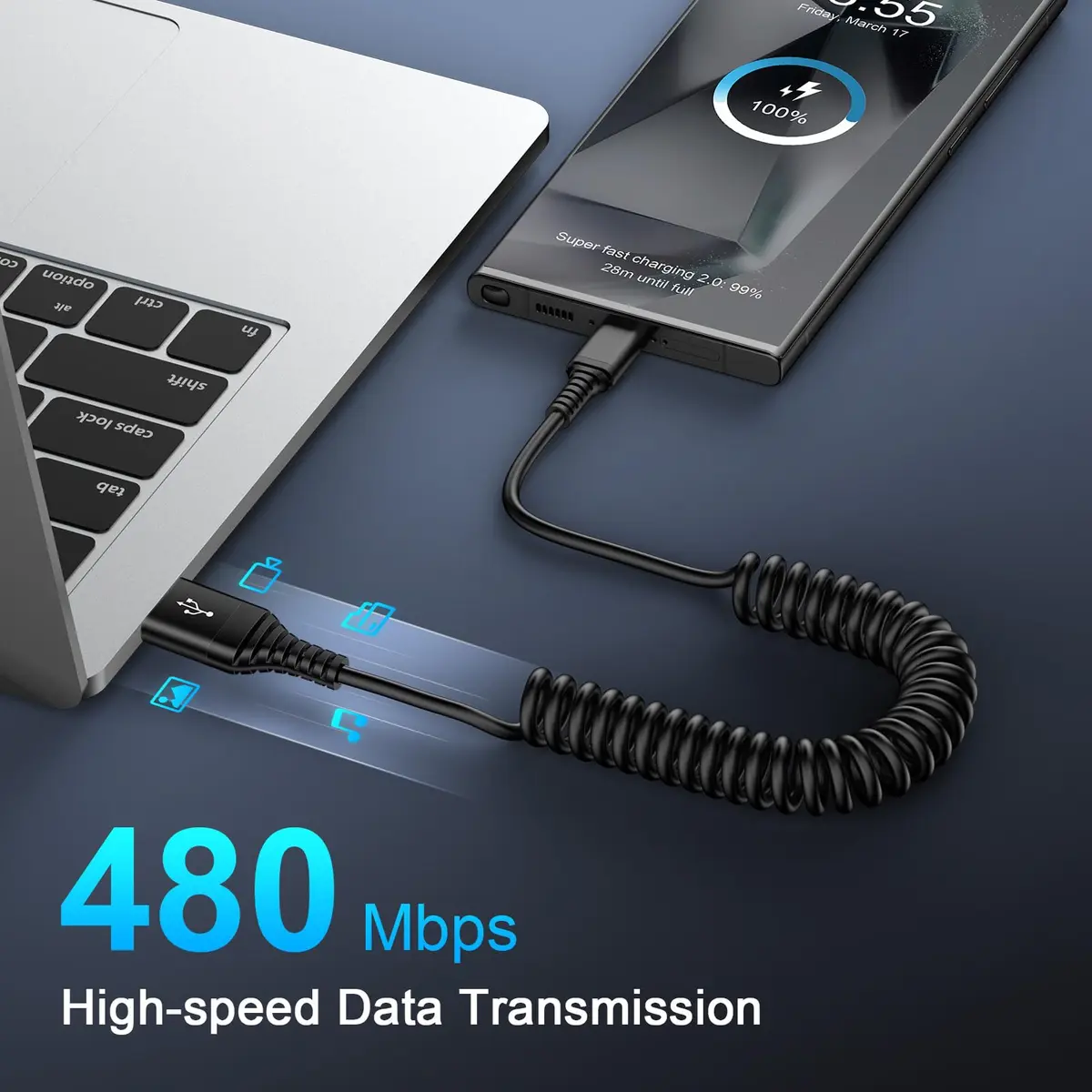 Flecom USB C Cable 5FT Fast Charging & Data Transfer for Samsung Galaxy & Android Auto - view 3