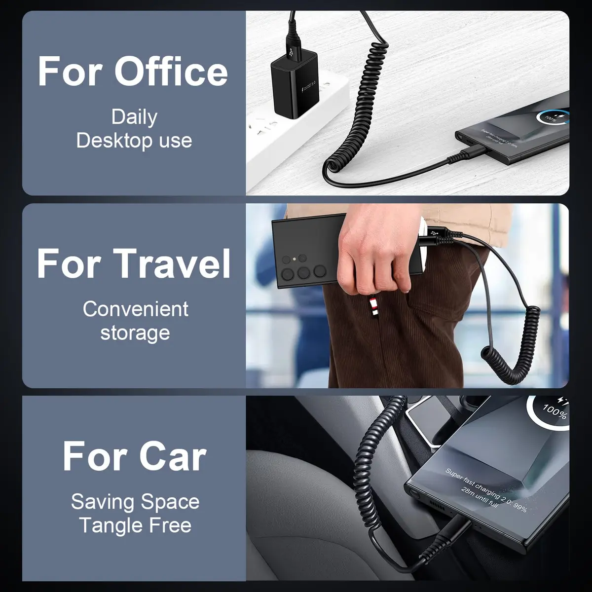 Flecom USB C Cable 5FT Fast Charging & Data Transfer for Samsung Galaxy & Android Auto - view 4