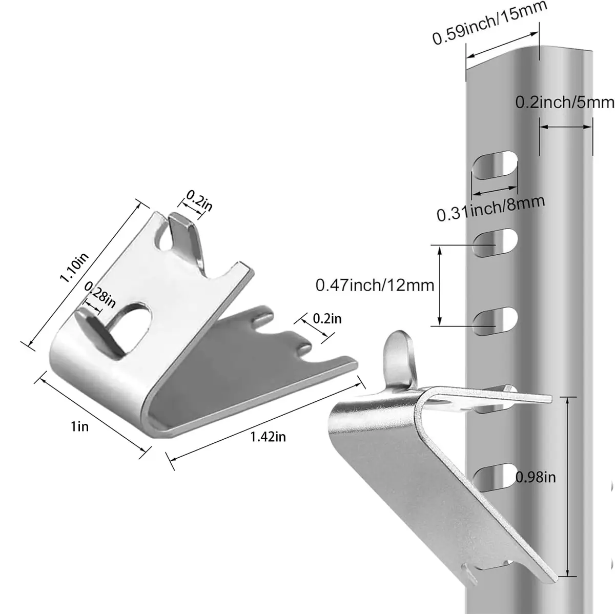 LOONGYOON 30 Pack Freezer Shelf Clips 28mm (1.10") | Stainless Steel Fridge Cooler Shelf Support Clips - view 2