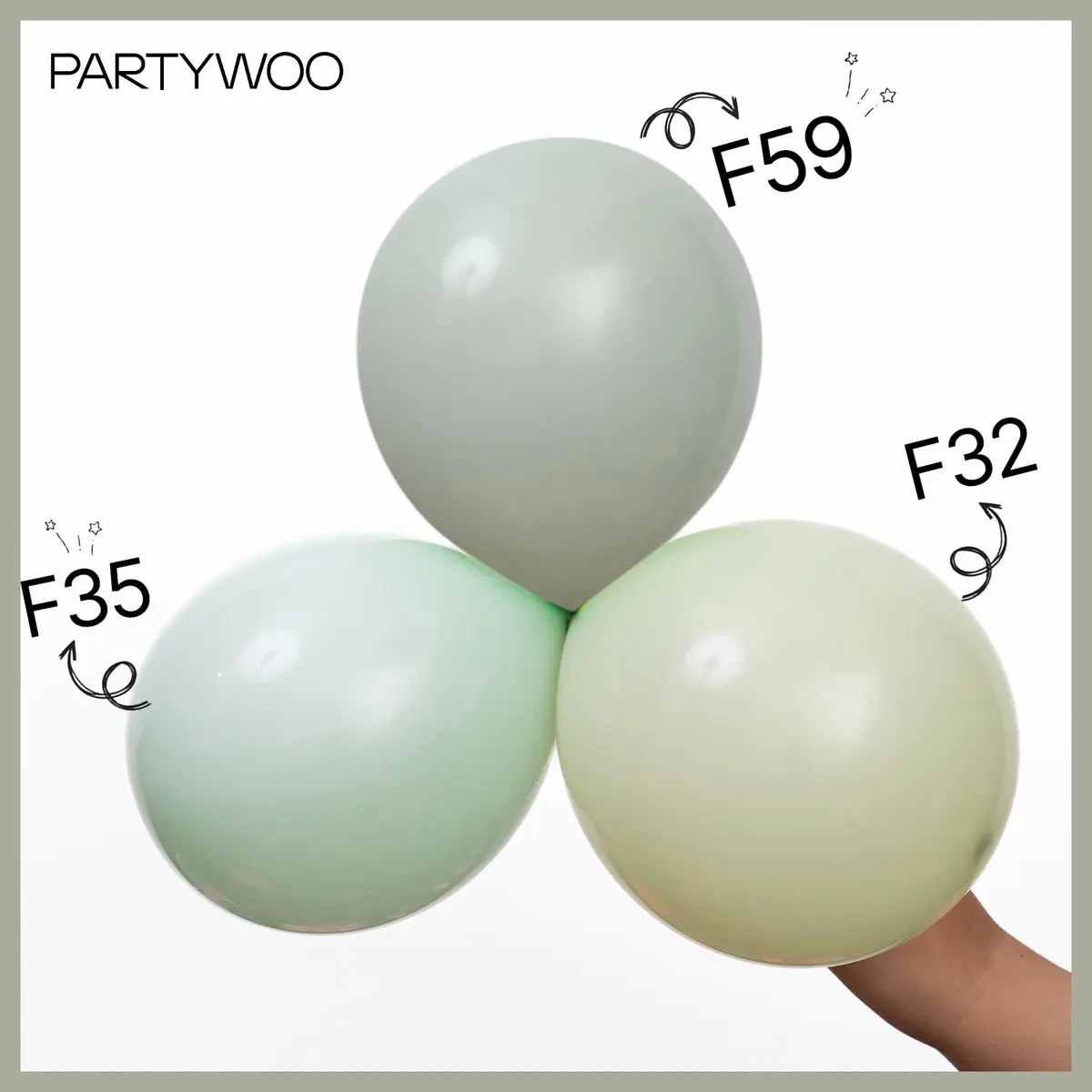 PartyWoo Dusty Green Balloons 140pcs Sage Olive Eucalyptus Green Boho Neutral Balloon Arch Kit 18 12 10 5 Inch | Jungle Woodland Theme Birthday Party Decorations - view 5