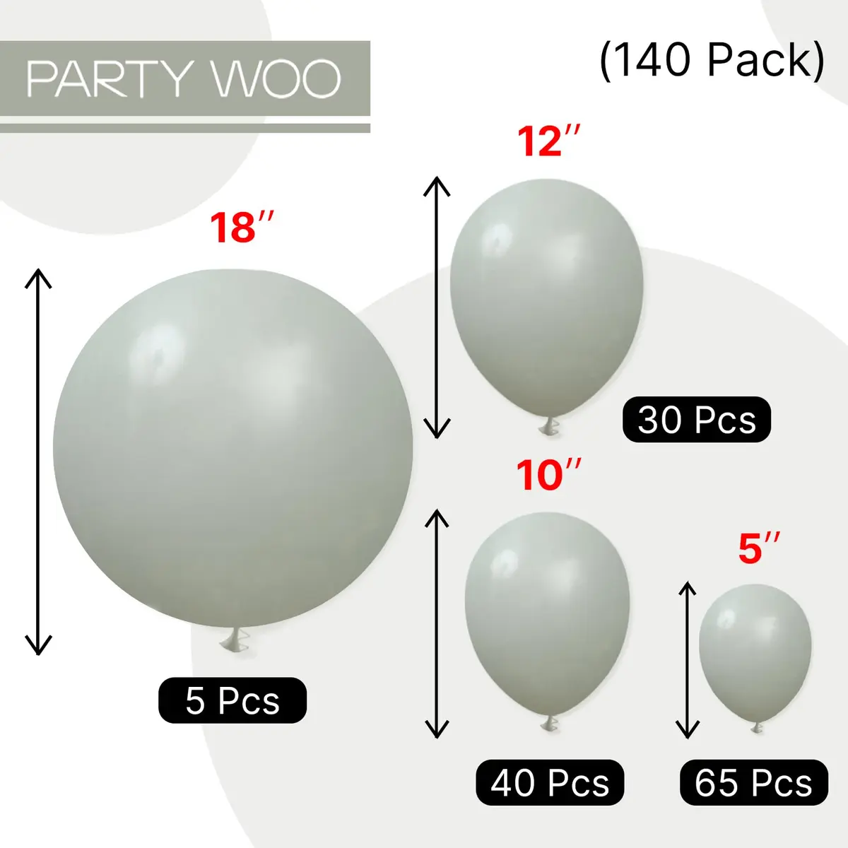 PartyWoo Dusty Green Balloons 140pcs Sage Olive Eucalyptus Green Boho Neutral Balloon Arch Kit 18 12 10 5 Inch | Jungle Woodland Theme Birthday Party Decorations - view 7