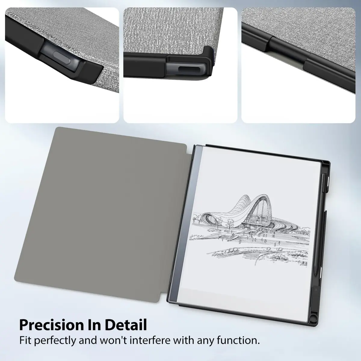 TiMOVO Case for Remarkable 2 10.3" 2020 with Pen Slot, Gray | Lightweight Hard Back Shell, Protective Book Folio Cover - view 5