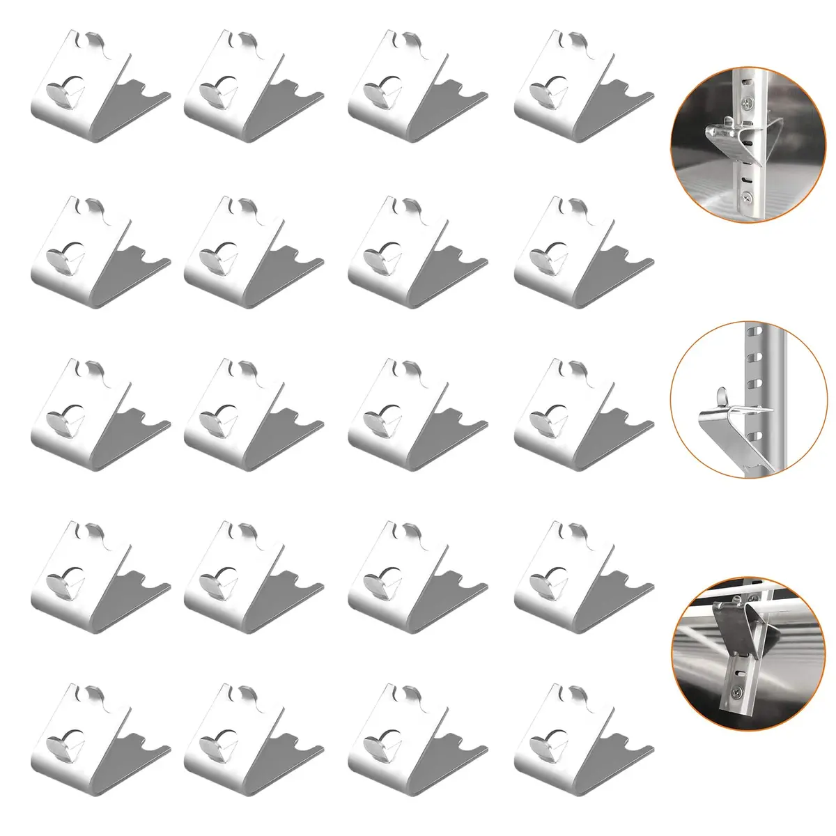 LOONGYOON 20 Pack Freezer Shelf Clips 28mm (1.10") | Stainless Steel Fridge Cooler Shelf Support Clips - main product image