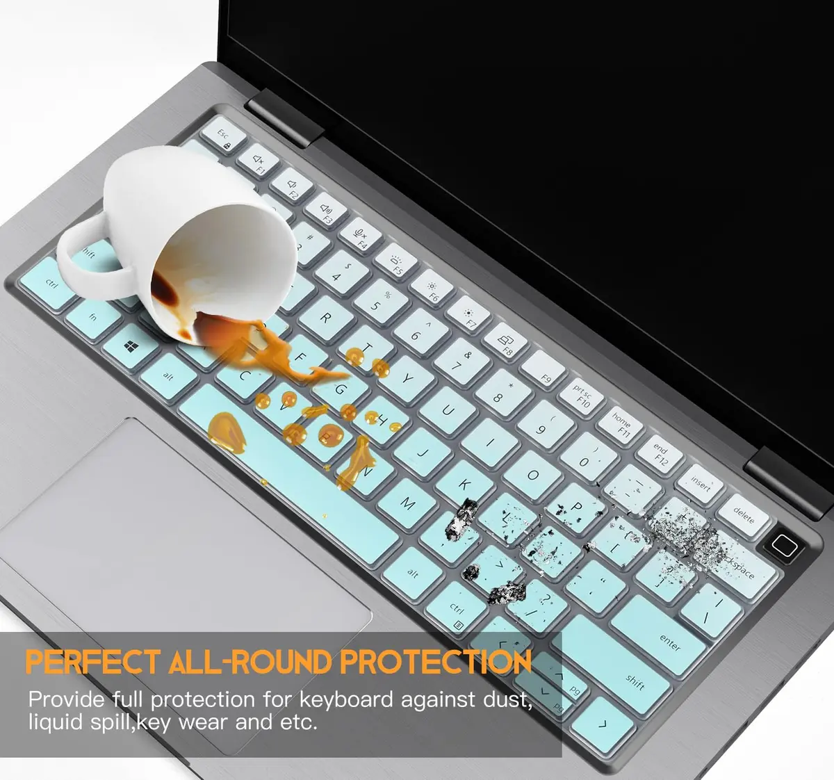 CaseBuy Keyboard Cover for Dell Latitude 7420 7430 7440 7450 14, Latitude 3450 3440 5450 5440 5430 5431 5420 9420 9430, Latitude 9510 9520 7520 15.6 & 7650 7640 16" Laptop Skin-Ombre Mint | Ultra-thin, dust-proof protection - view 6