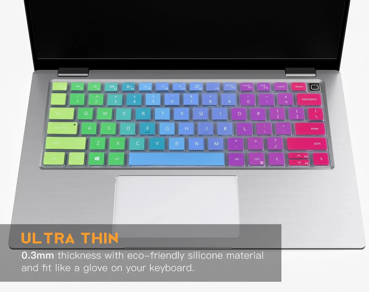 CaseBuy Colorful Keyboard Cover for Dell Latitude 5420 5430 5440 5450 3450 3440 14, Latitude 7440 7430 7420 7410 9420 9430 14, Latitud 7650 7640 16, Dell Latitude 9510 9520 7520 15.6" Laptop | Rainbow - view 5