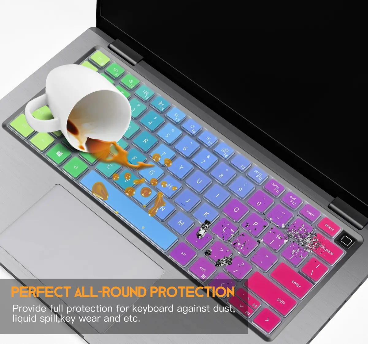 CaseBuy Colorful Keyboard Cover for Dell Latitude 5420 5430 5440 5450 3450 3440 14, Latitude 7440 7430 7420 7410 9420 9430 14, Latitud 7650 7640 16, Dell Latitude 9510 9520 7520 15.6" Laptop | Rainbow - view 6