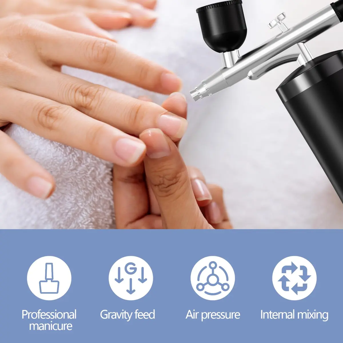 crpen Airbrush Kit with Compressor 48PSI | Rechargeable Cordless 0.3mm Nozzle for Art, Nails, Cake, Makeup (Black) | US Import - view 4