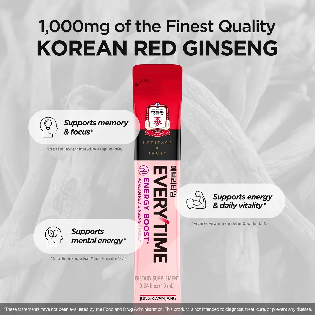 JUNG KWAN JANG Everytime Energy Boost Korean Red Ginseng & Honey 30 Sticks | Supports Energy & Memory - view 5