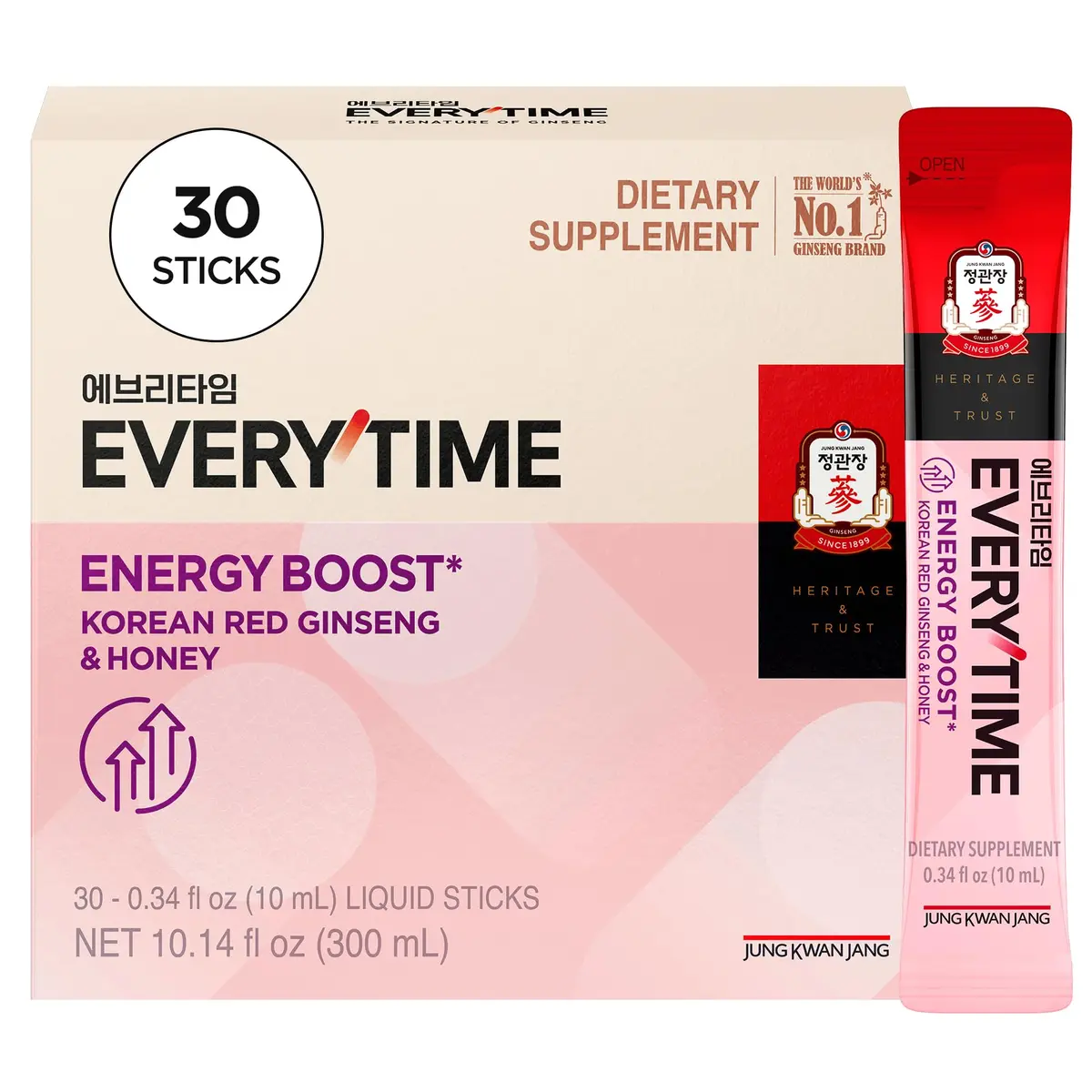 JUNG KWAN JANG Everytime Energy Boost Korean Red Ginseng & Honey 30 Sticks | Supports Energy & Memory - main product image
