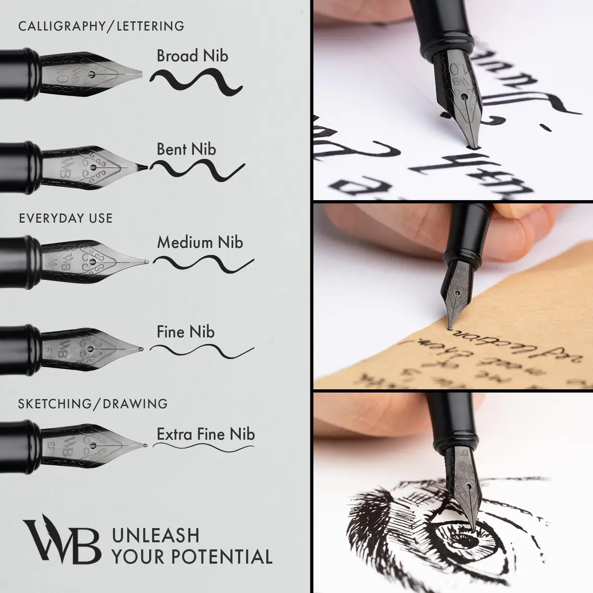 Wordsworth & Black Luxury Fountain Pen Set with Broad Nib | German Iridium Nib, Brass Body, 24 Ink Cartridges - view 5