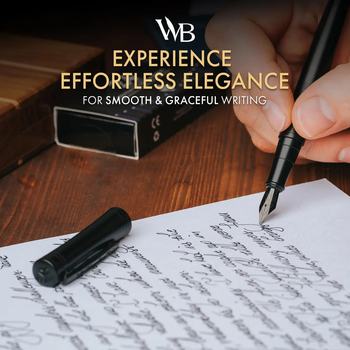 Wordsworth & Black Luxury Fountain Pen Set with Broad Nib | German Iridium Nib, Brass Body, 24 Ink Cartridges - view 2