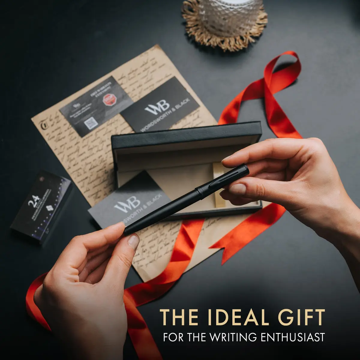 Wordsworth & Black Luxury Fountain Pen Set with Broad Nib | German Iridium Nib, Brass Body, 24 Ink Cartridges - view 3