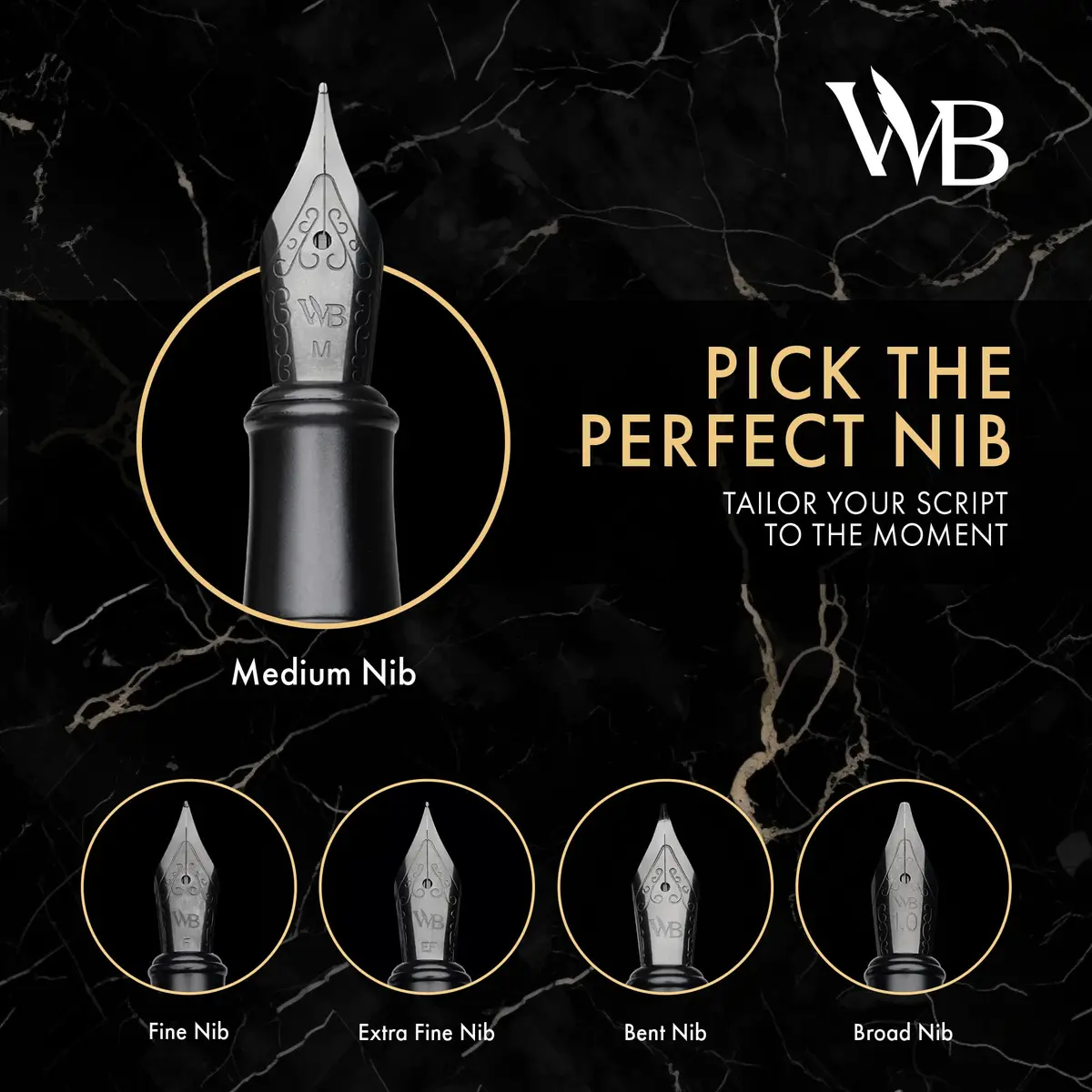 Wordsworth & Black Luxury Fountain Pen Set with Broad Nib | German Iridium Nib, Brass Body, 24 Ink Cartridges - view 4