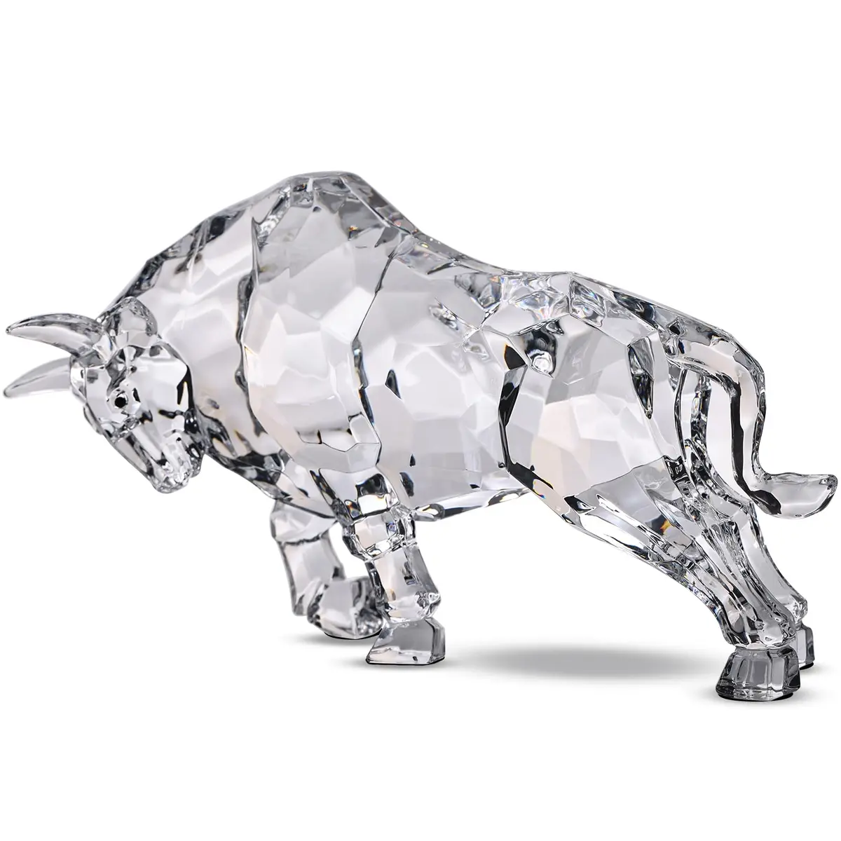 VylbCove White Figurine 8.77in Acrylic Wall Street Bull Sculpture | Prosperity & Strength Decor - main product image