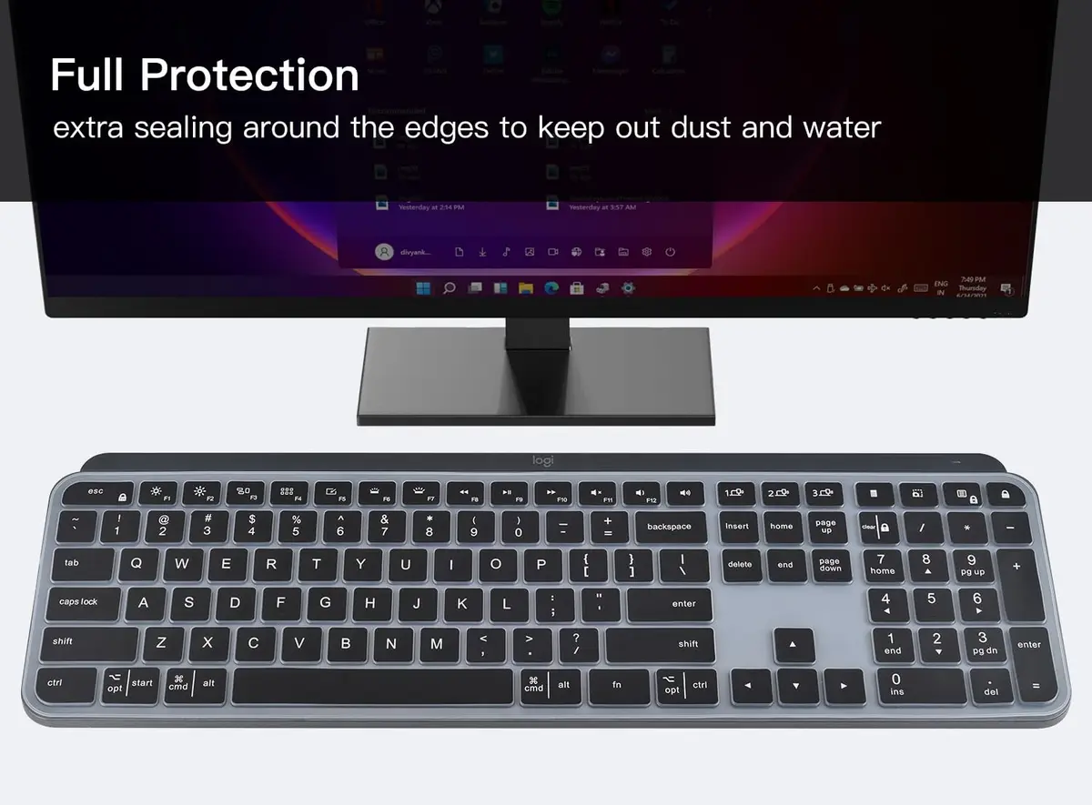 DAMMOMKO Keyboard Cover Skin for Logitech MX Keys S & MX Keys Wireless Keyboard | Ultra Thin Silicone - view 7