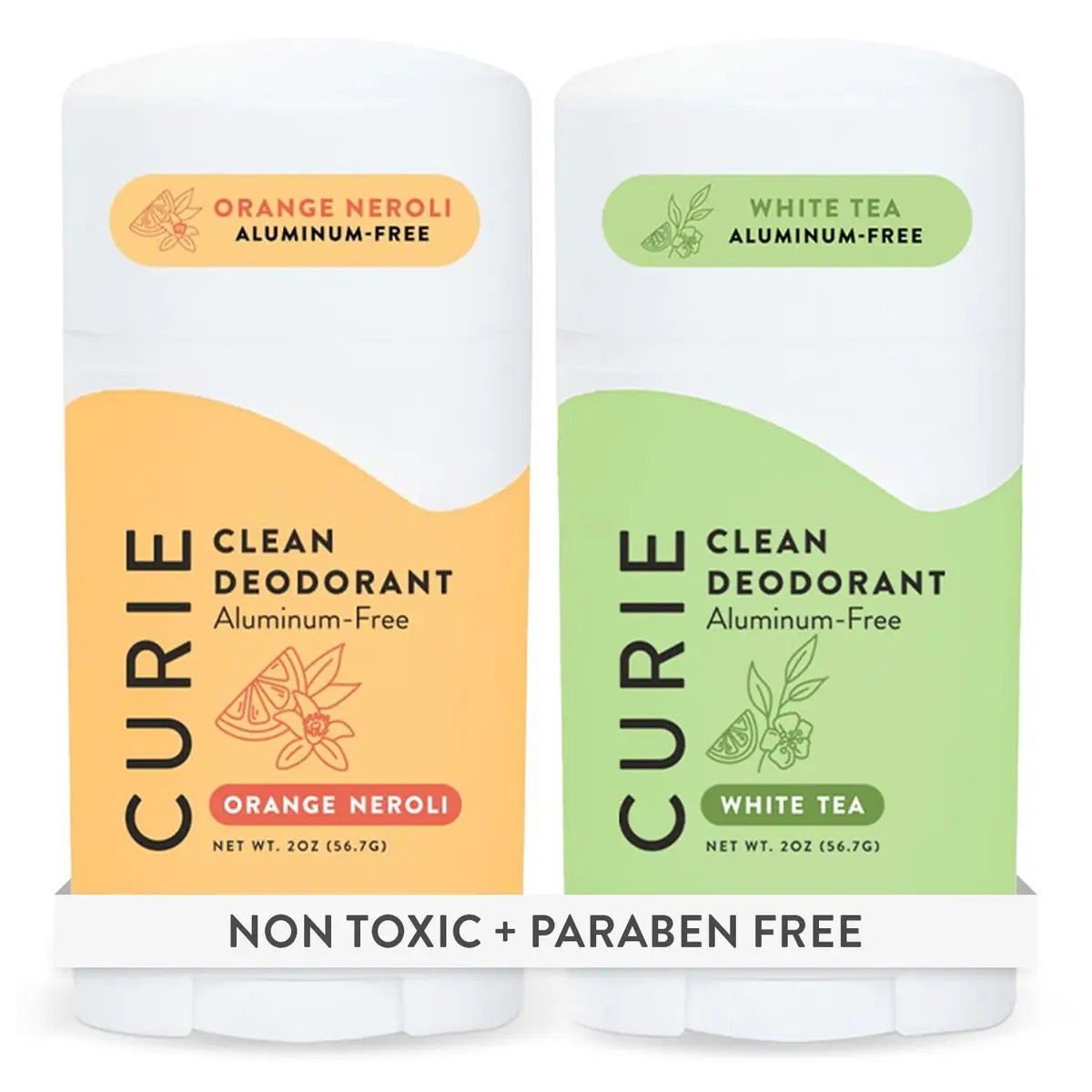 Curie Natural Deodorant for Women - Orange Neroli + White Tea | Aluminum Free, Vegan, Paraben Free, 2pk - main product image