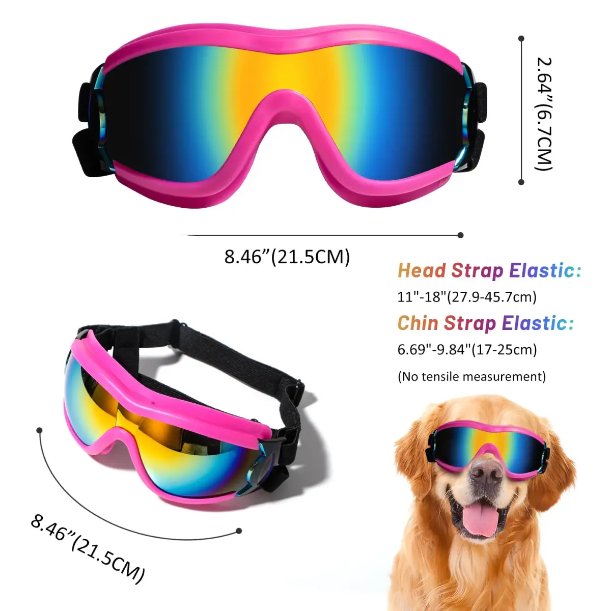 NVTED Pink Dog Sunglasses Goggles for Medium Large Dogs | UV Wind Protection - view 2