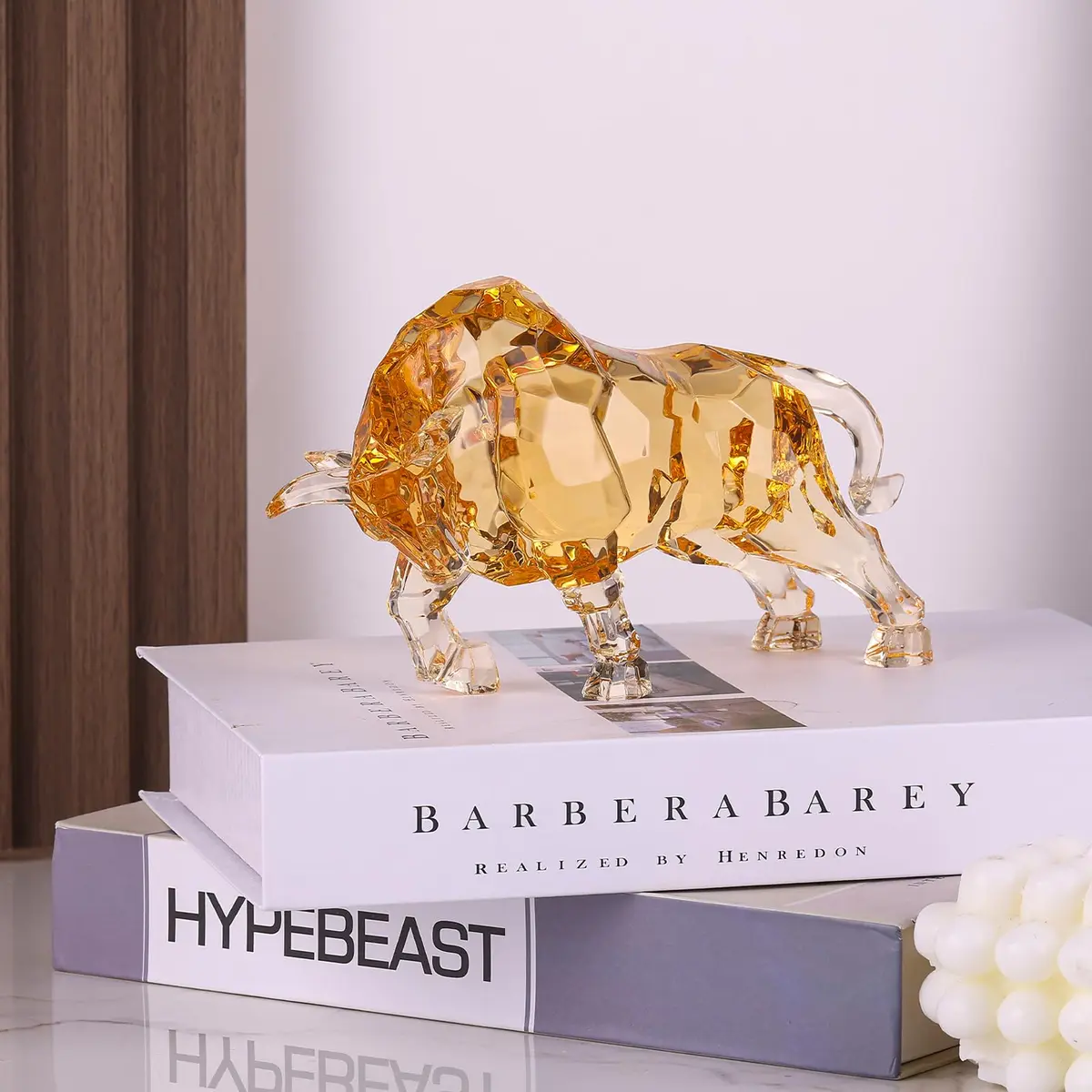 VylbCove Gold Figurine Wall Street Bull Statue 8.77 x 2.99 x 4.25 in | Acrylic Stock Market Charging Bull - view 4
