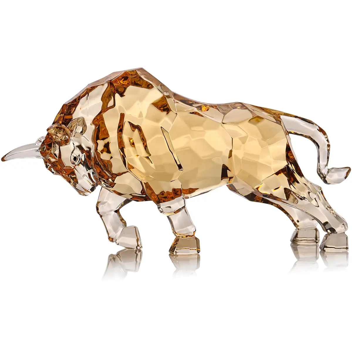 VylbCove Gold Figurine Wall Street Bull Statue 8.77 x 2.99 x 4.25 in | Acrylic Stock Market Charging Bull - main product image