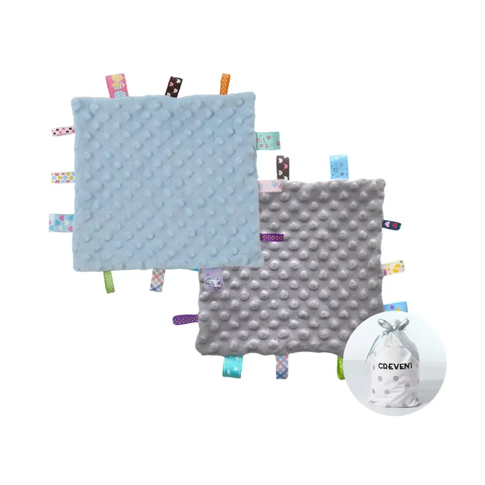 CREVENT Baby Security Blanket 10"X10" | Soft Minky Sensory Comforter for Newborns & Infants - main product image