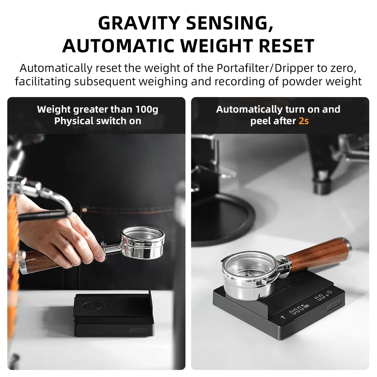 MHW-3BOMBER Black 0.1g Espresso Scale with Timer & Rechargeable Battery | 2000g Capacity - view 5