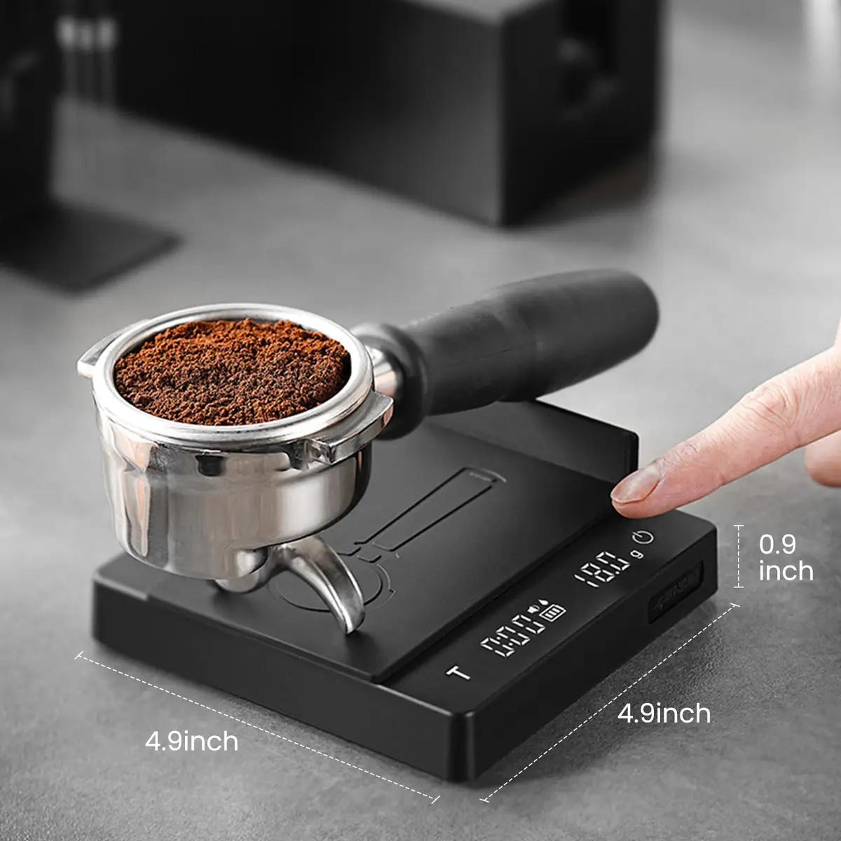 MHW-3BOMBER Black 0.1g Espresso Scale with Timer & Rechargeable Battery | 2000g Capacity - view 6