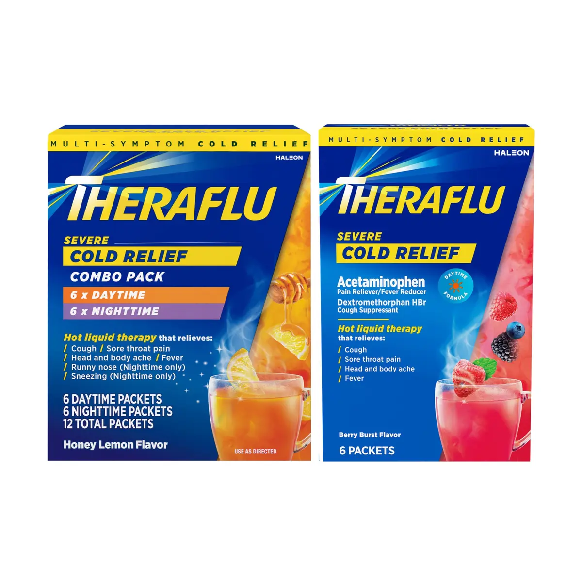 Theraflu Day and Night Pack 18 Packets | Severe Cold Relief Powder for Adults & Kids - main product image