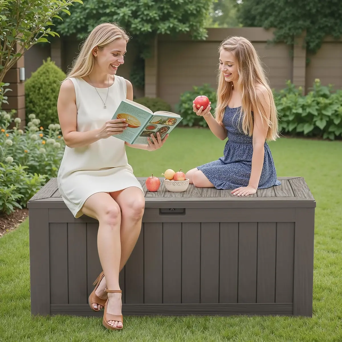 Flamaker 120 Gallon Waterproof Deck Box Large Outdoor Storage Waterproof Resin - view 7