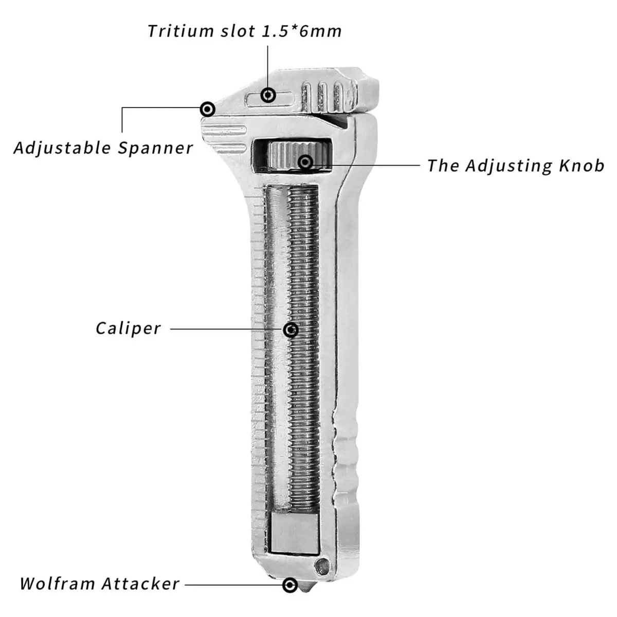 ORLUK Compact Titanium Multitool - Mini Wrench, Bottle Opener, Caliper, 2Pcs | Portable & Multifunctional - view 6